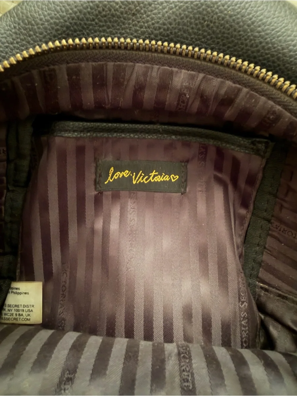 Victoria's Secret Black Quilted Mini Backpack with Gold Chain Accent